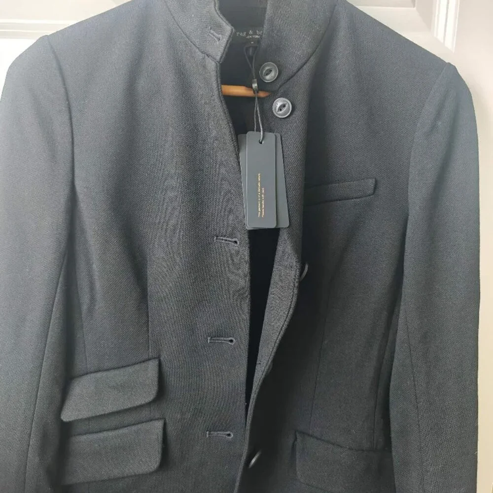 NWT rag & bone Slade Wool Blazer Jacket in Black classic fit - Picture 7 of 9